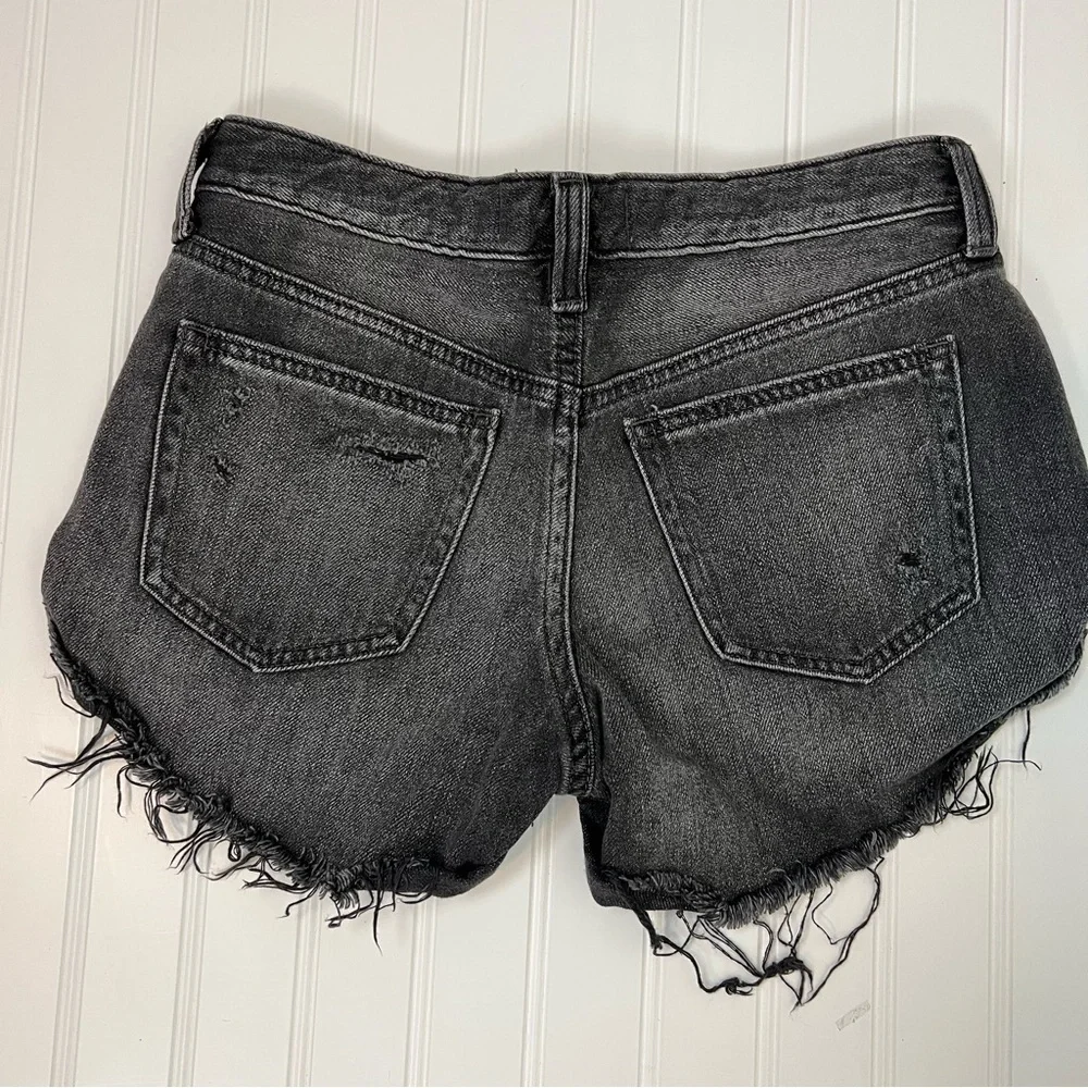 Free People We the Free Women's Black Romeo Jean Cut Off Button Fly Shorts 25